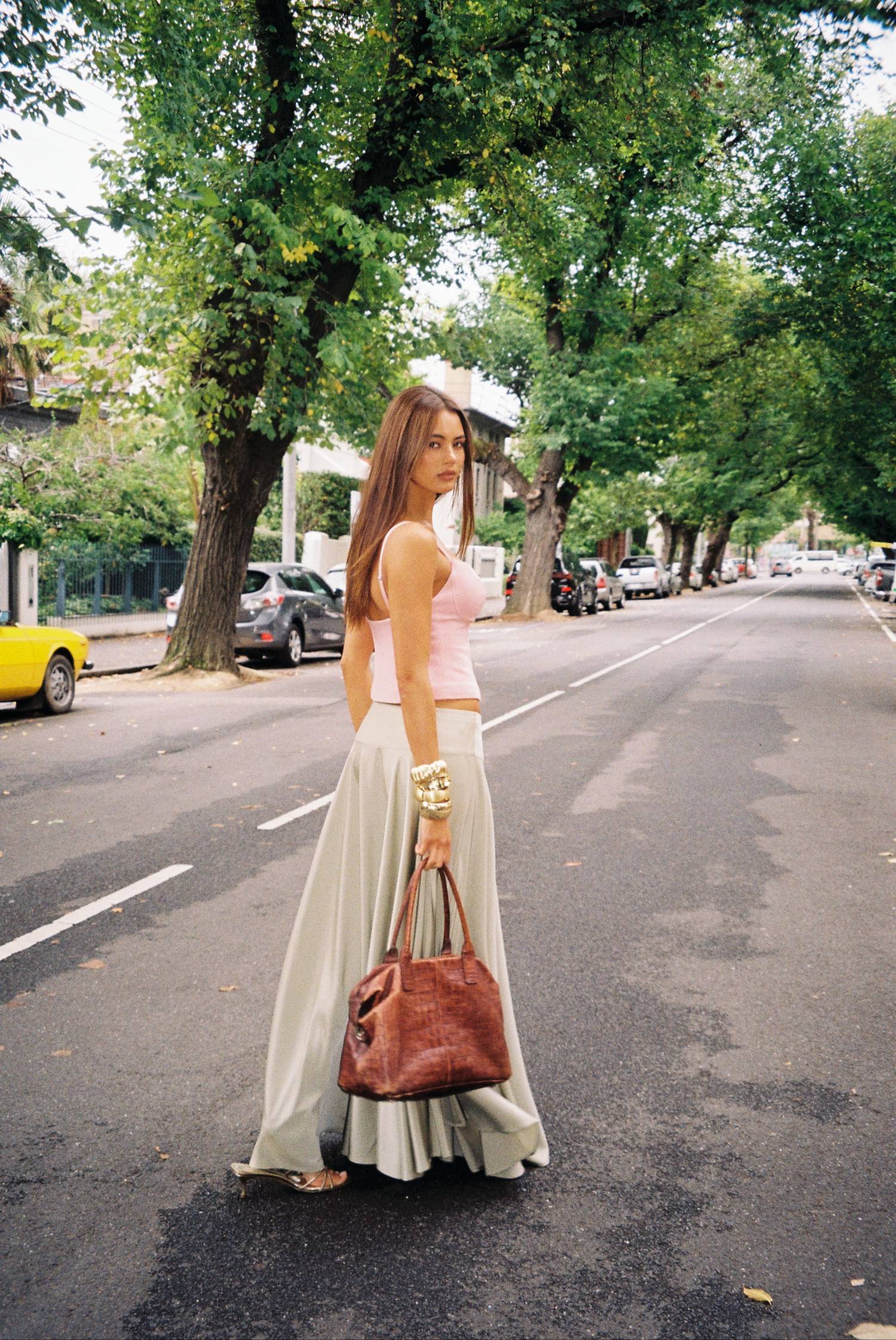 Basque Full Skirt | Pistachio Green