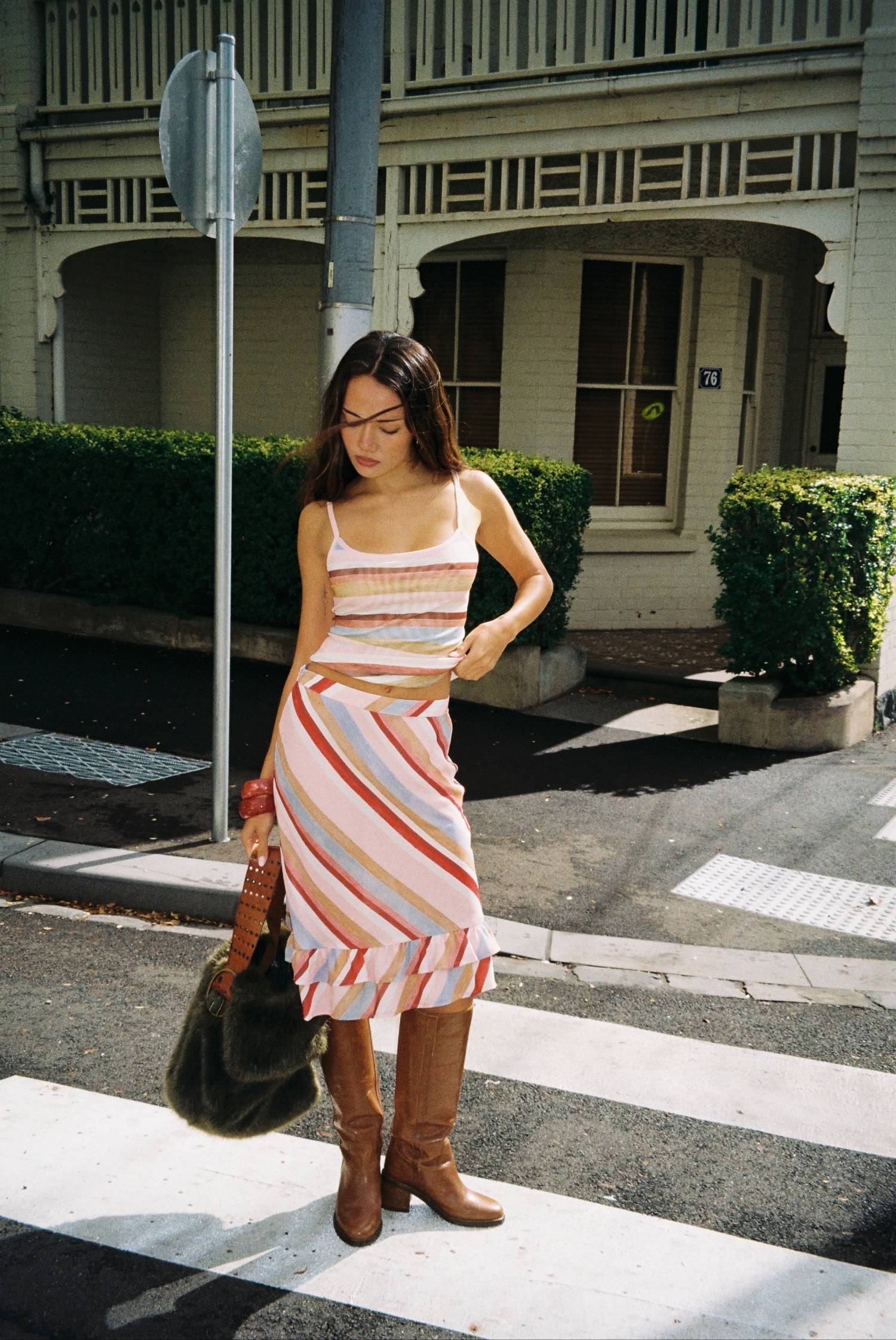 Camisole | Mesh Blush Stripe
