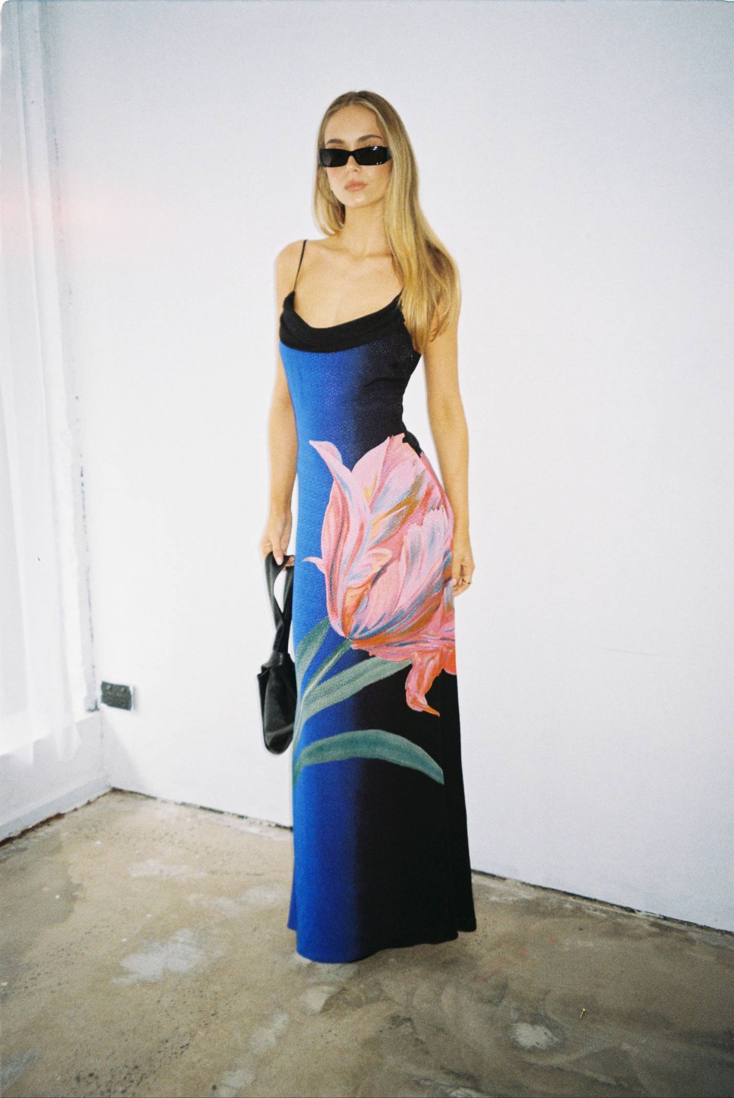 Draped Slip Dress | Cobalt Floral