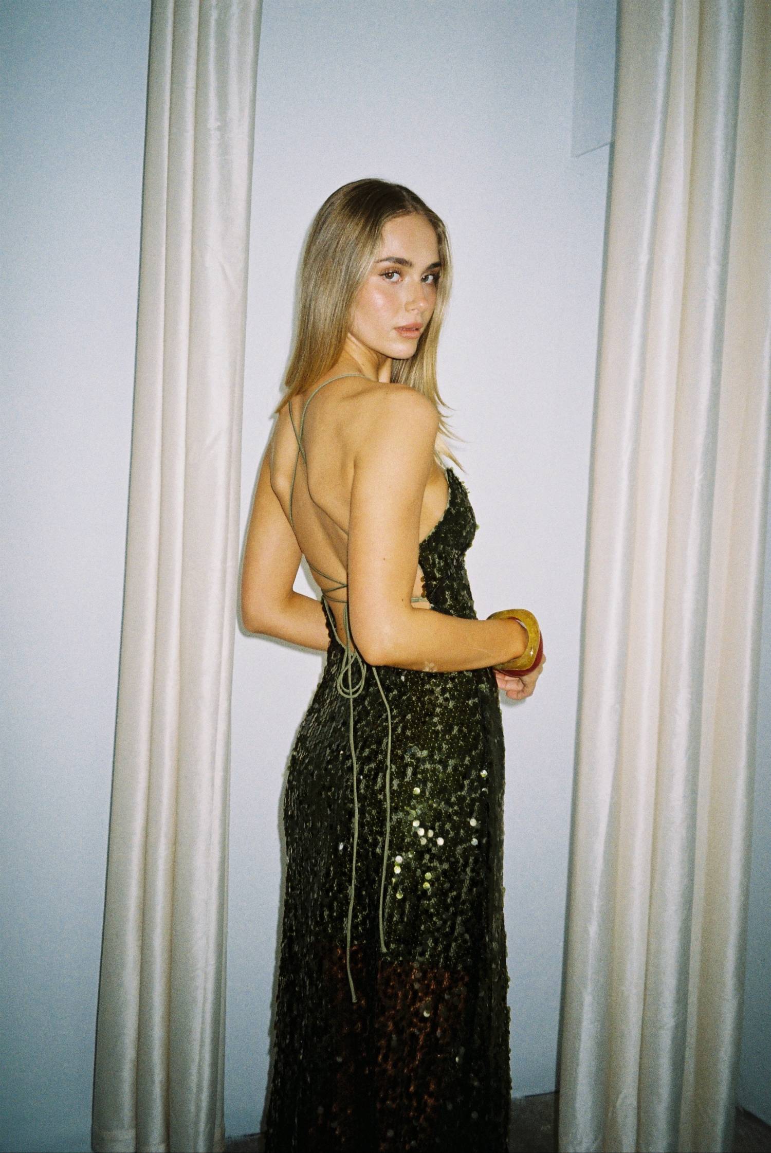 Backless Gown | Forest Green Sequin
