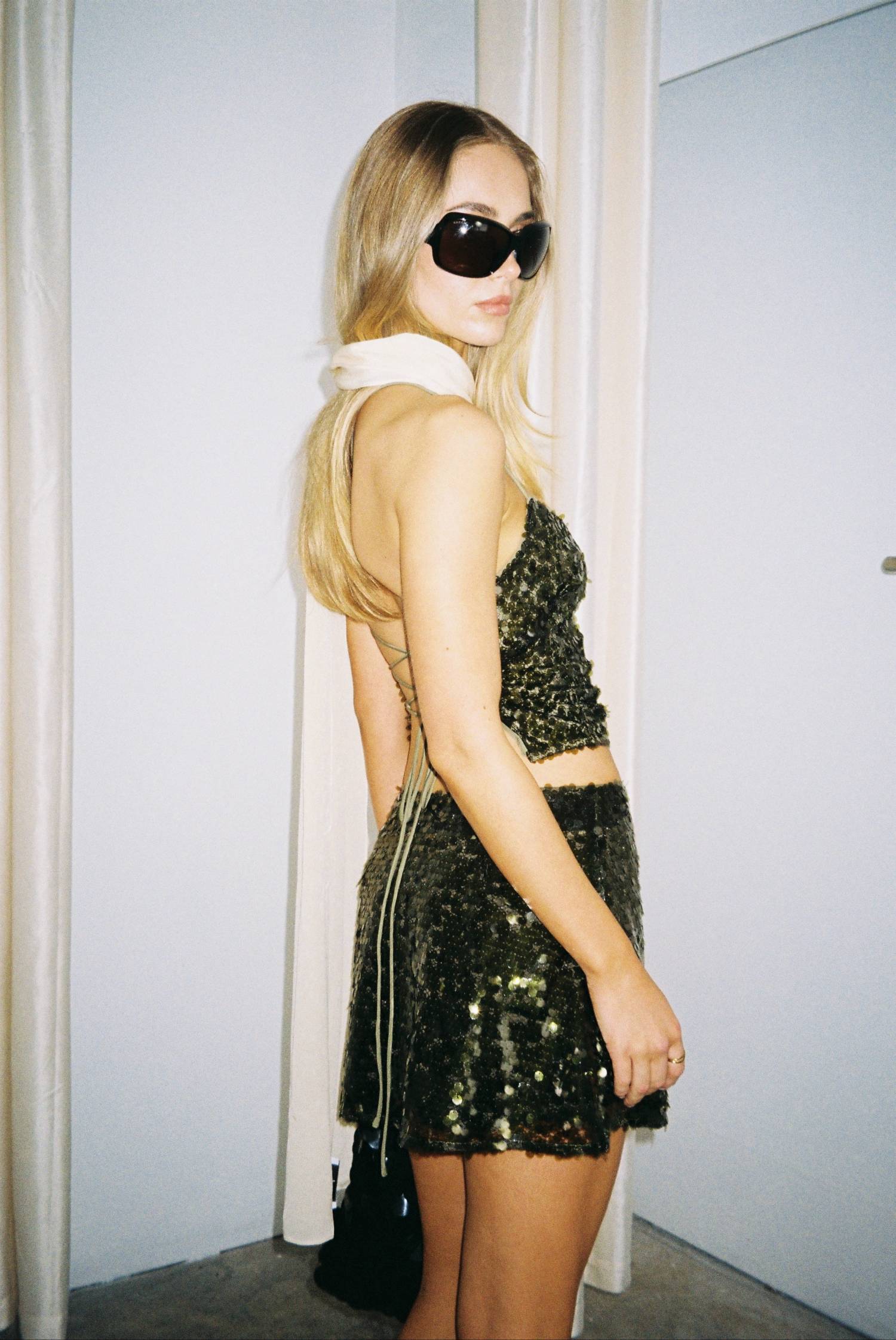 Backless Top | Forest Green Sequin