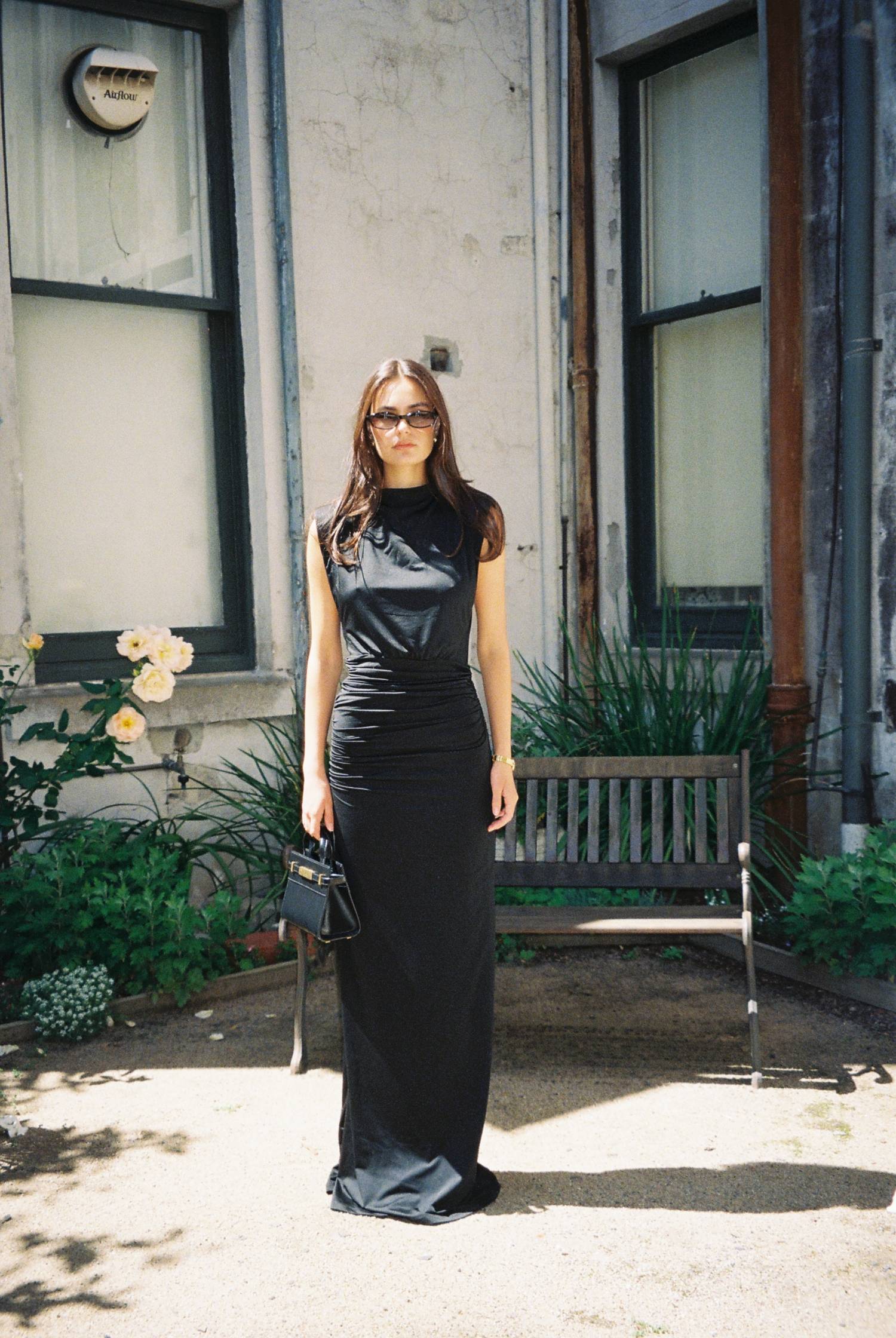 Structured Shoulder Gown | Black