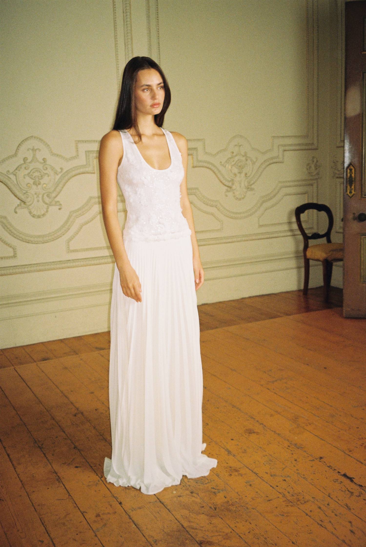 Tank Top Mesh | Ivory Sequin