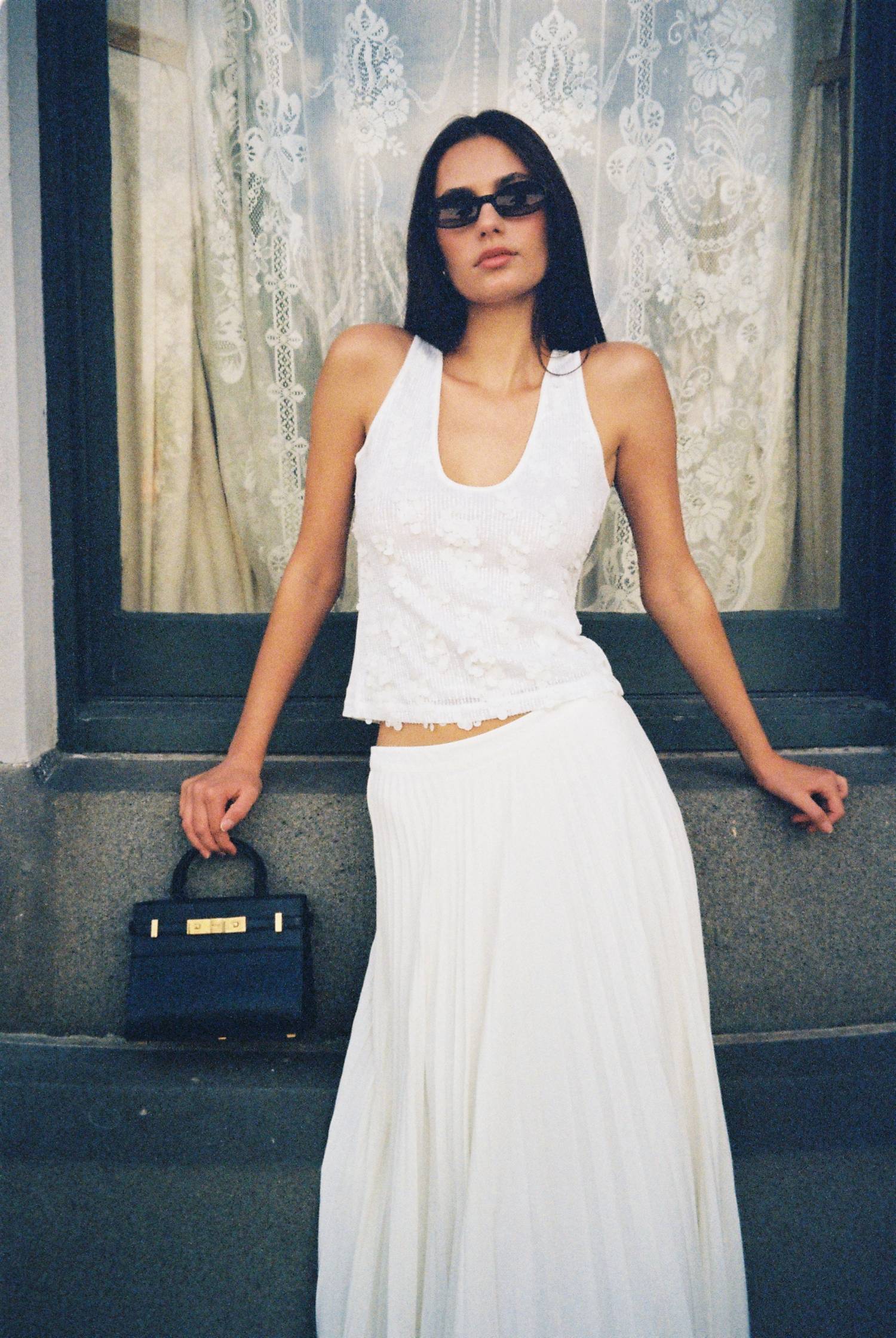 Tank Top Mesh | Ivory Sequin