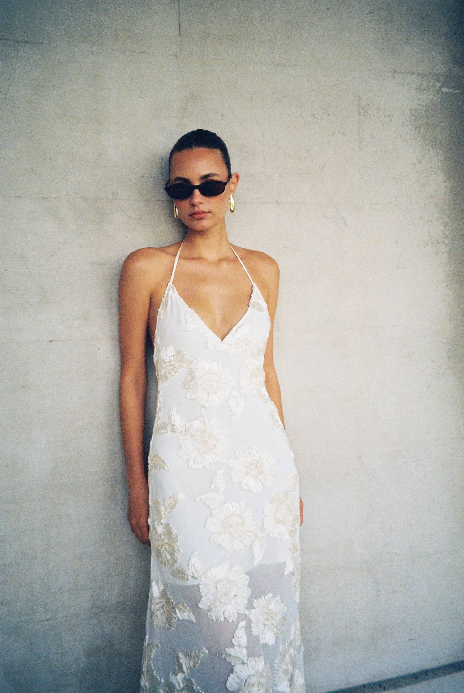 Embellished Halter Maxi Dress | Ivory