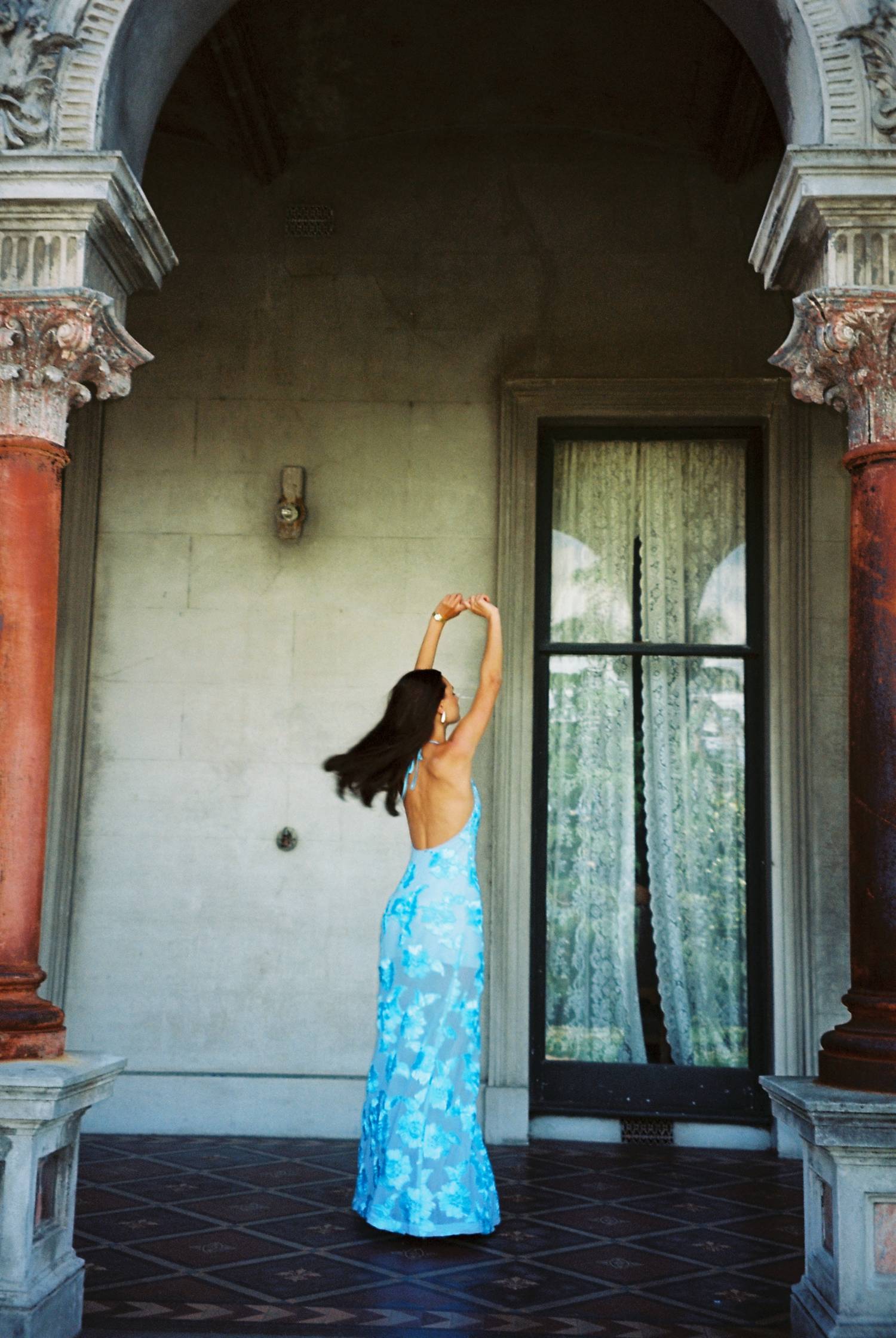 Embellished Backless Maxi Dress | Baby Blue