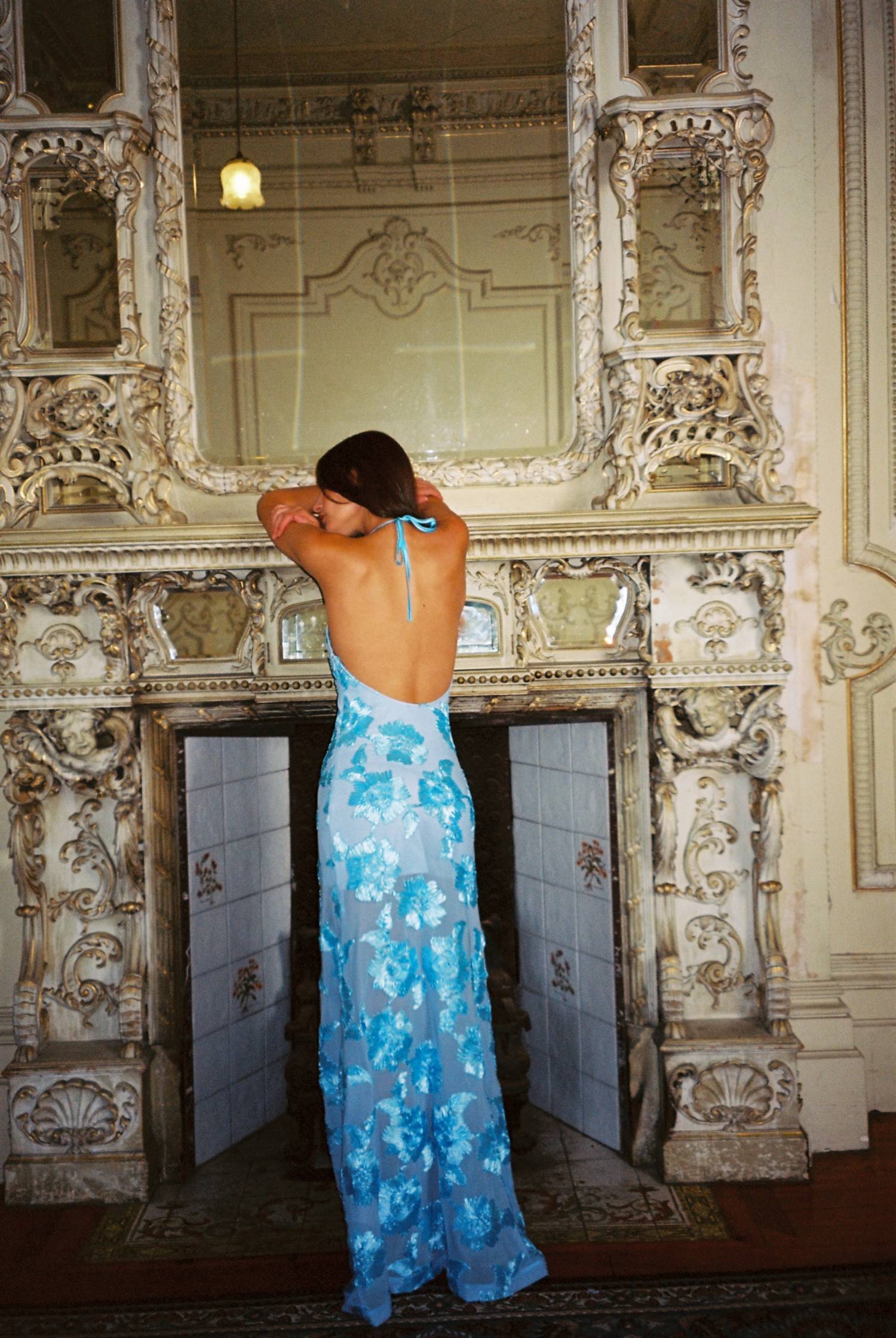 Embellished Backless Maxi Dress | Baby Blue