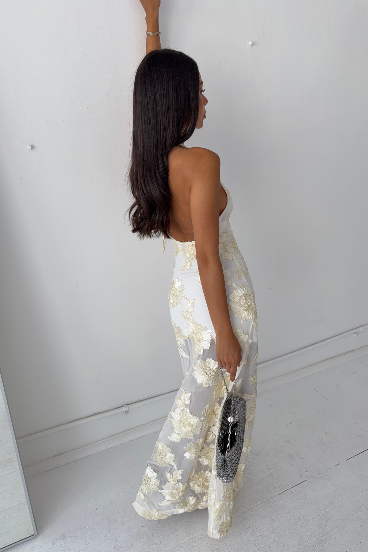 Embellished Backless Maxi Dress | Ivory