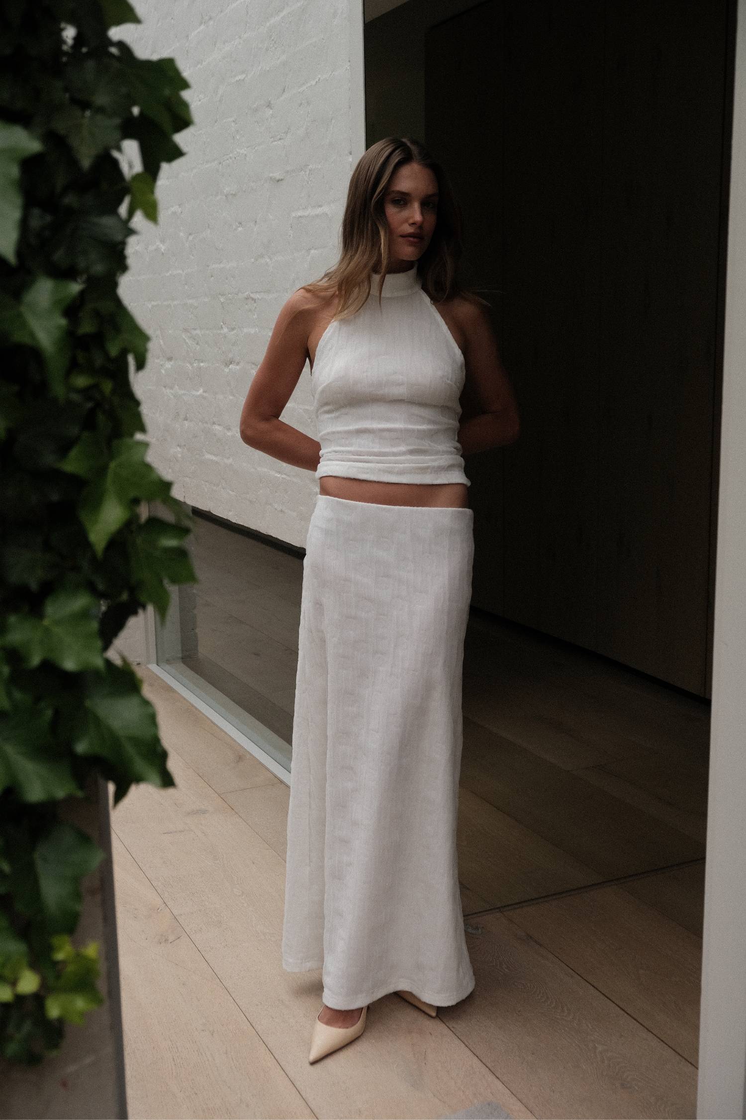 Textured Maxi Skirt | White