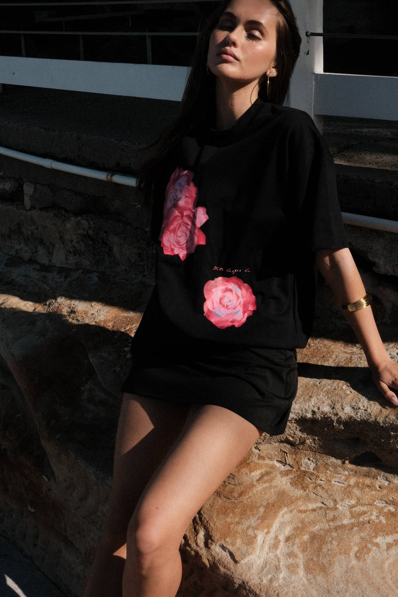 Oversized Tee | Black Rose