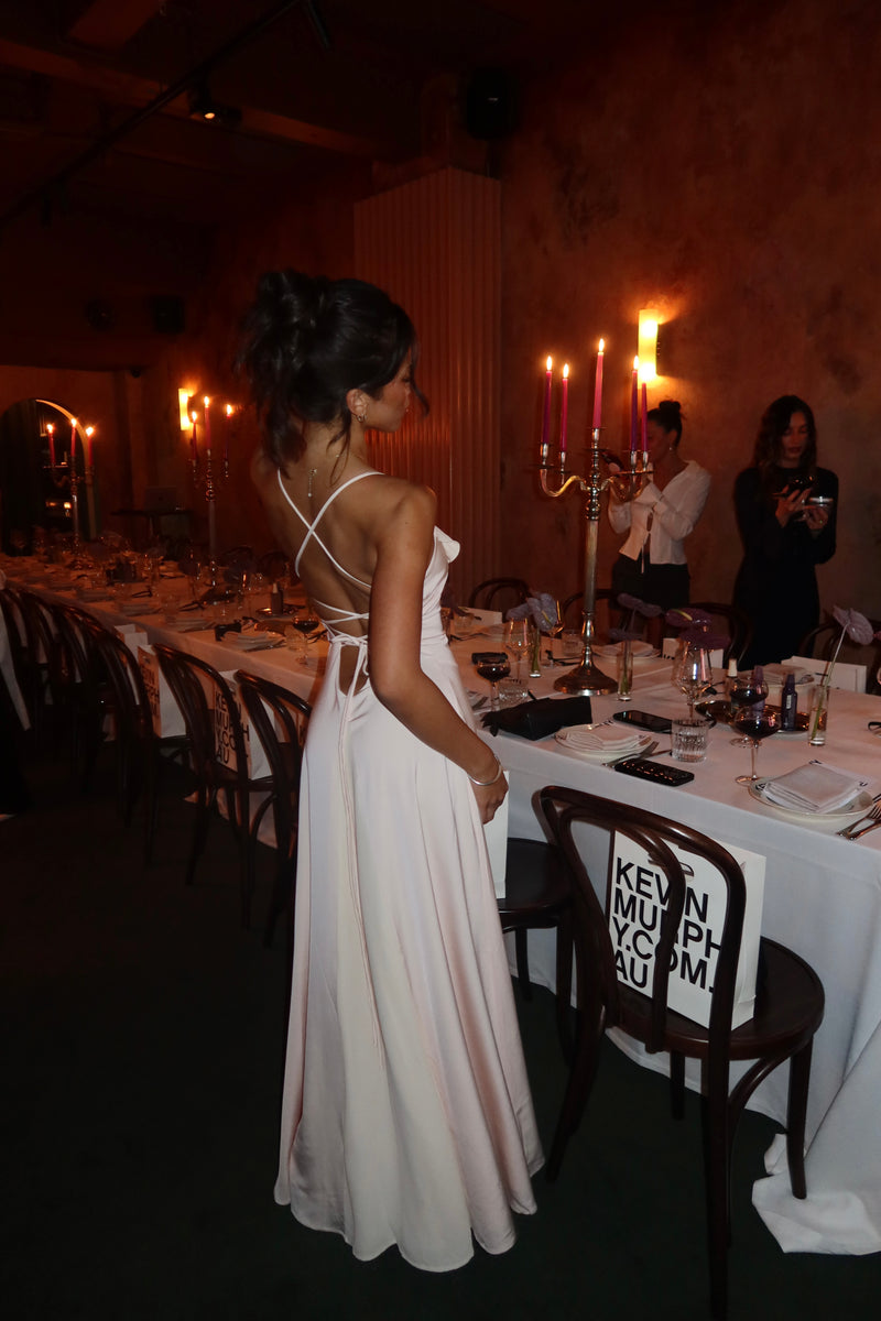 Frill Backless Maxi Dress | Blush