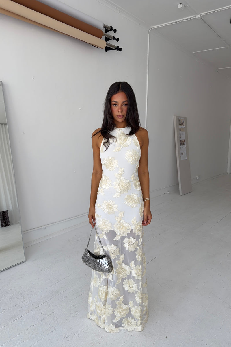 Embellished Backless Maxi Dress | Ivory