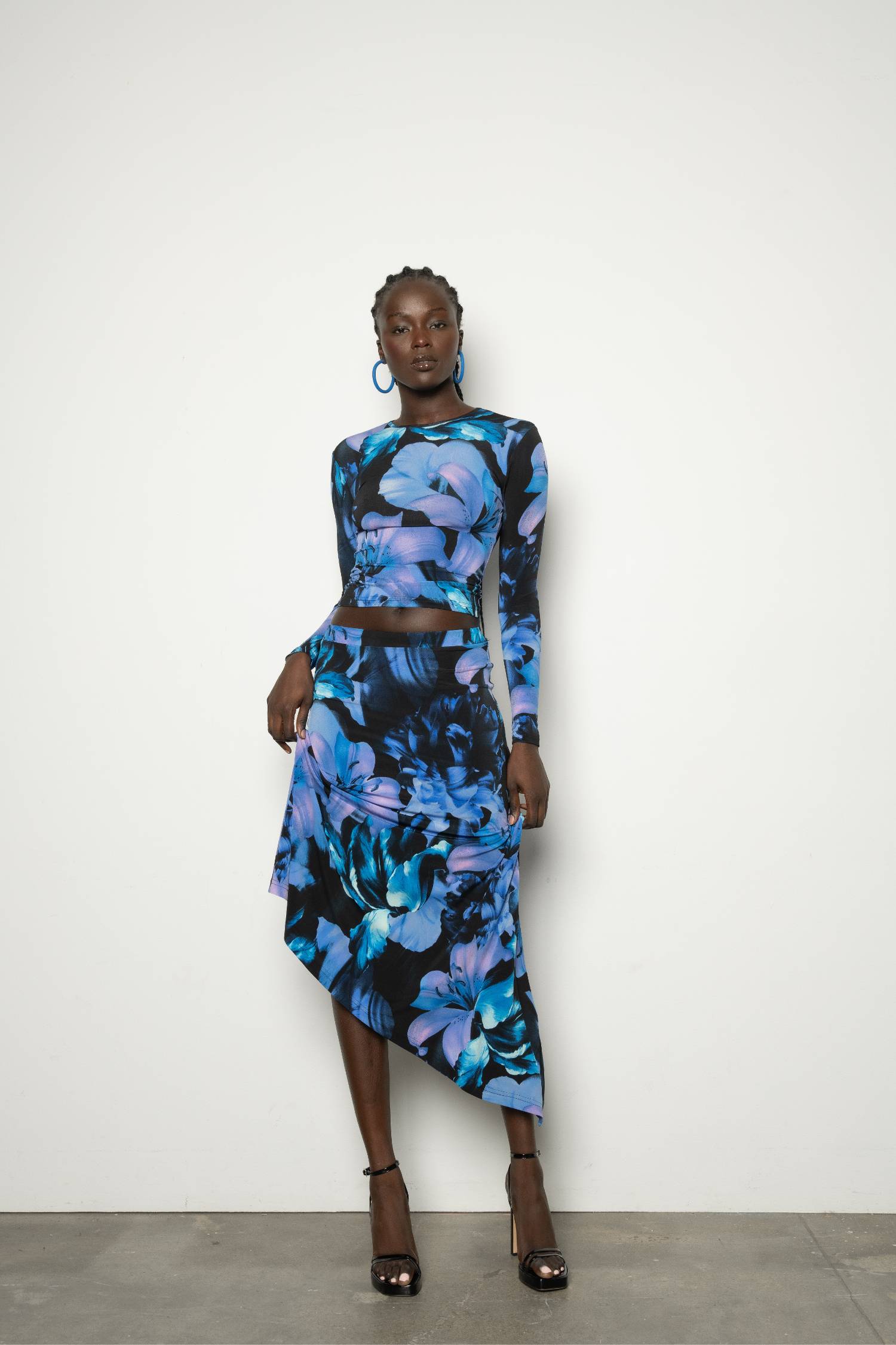 Asymmetric Maxi Skirt | Sapphire Floral