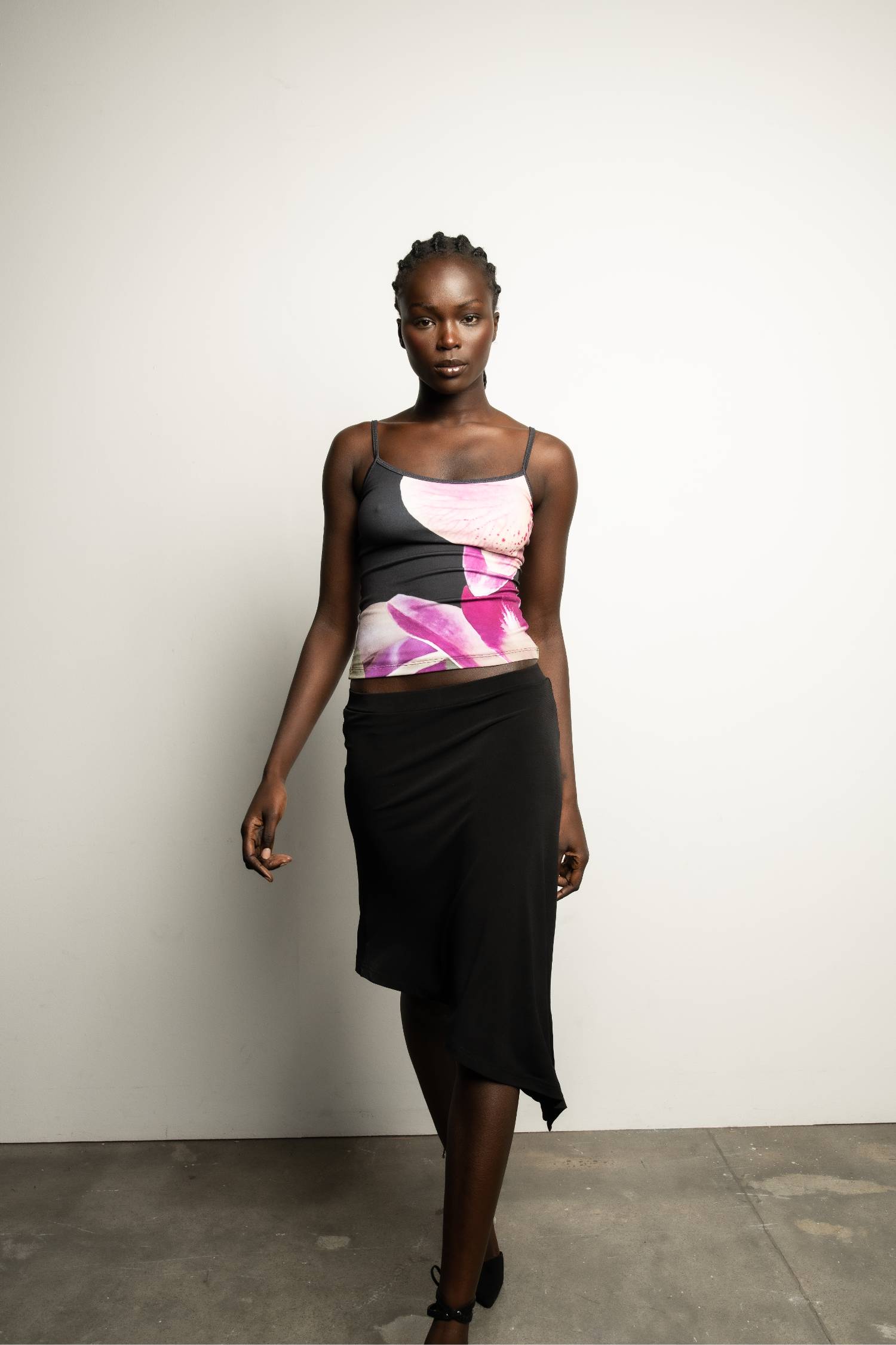Asymmetric Midi Skirt | Black