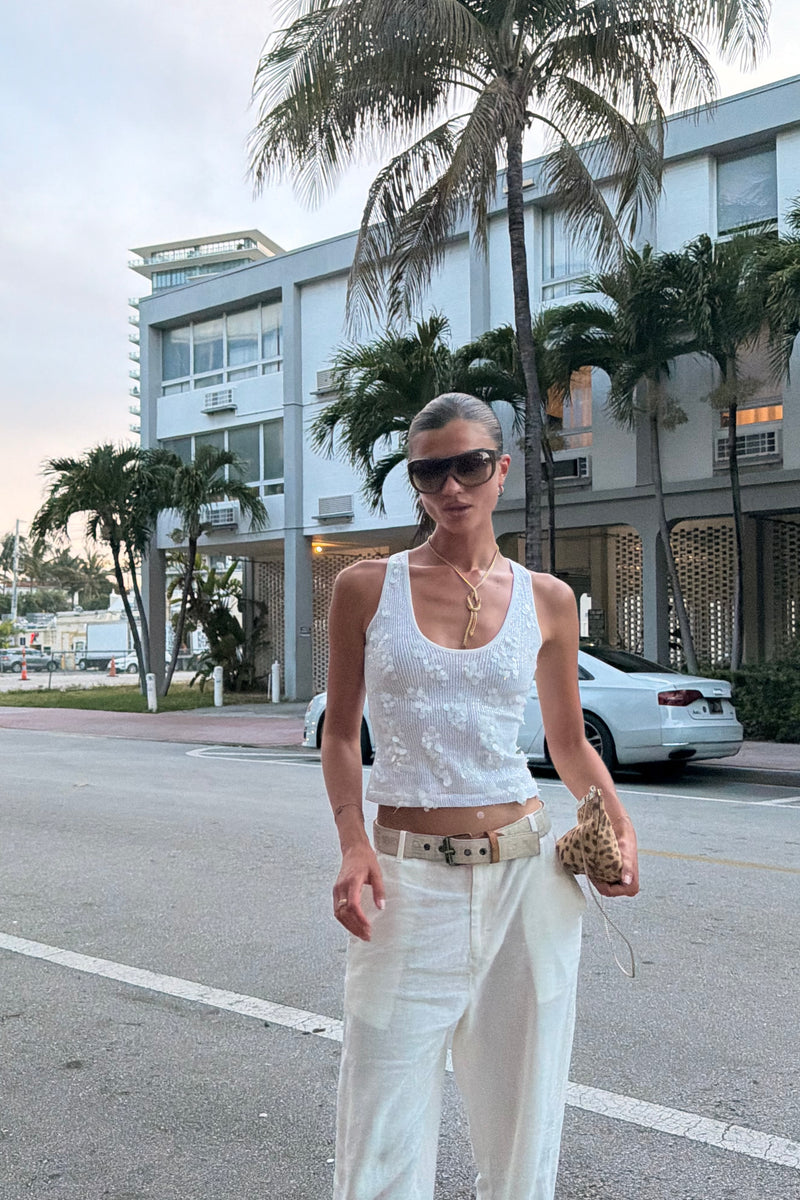 Tank Top Mesh | White Sequin