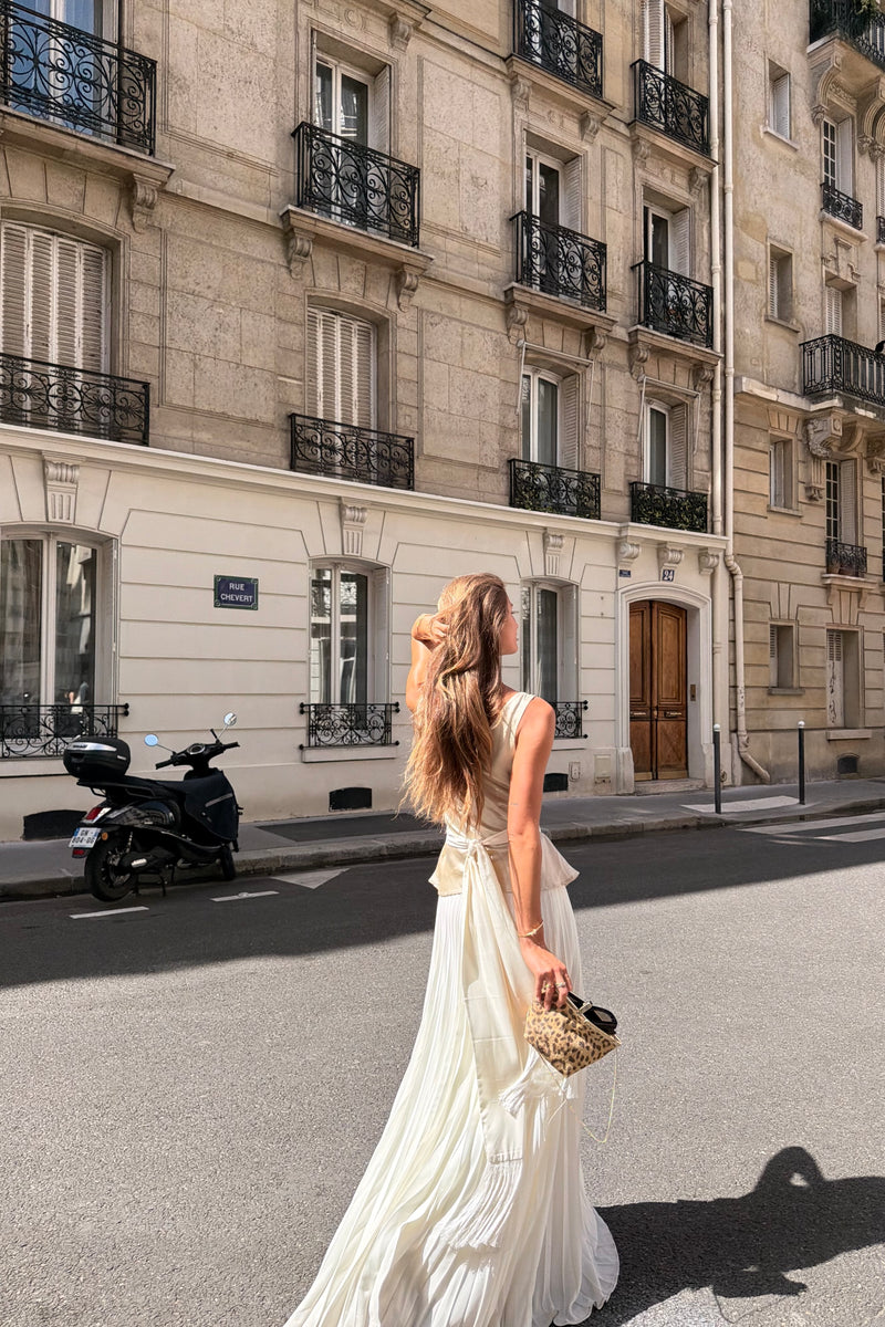 Sunray Pleat Maxi Skirt | Ivory