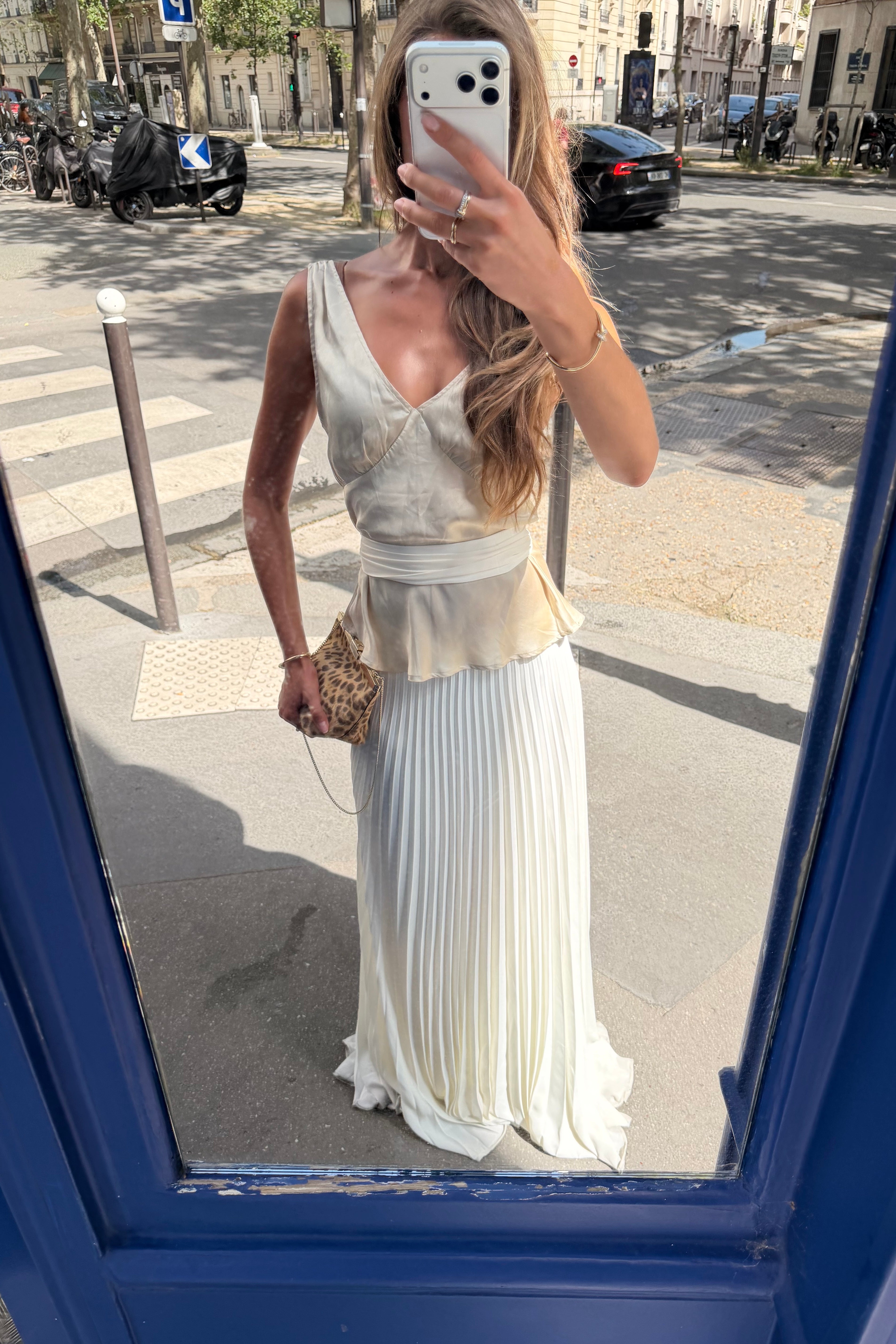 Sunray Pleat Maxi Skirt | Ivory
