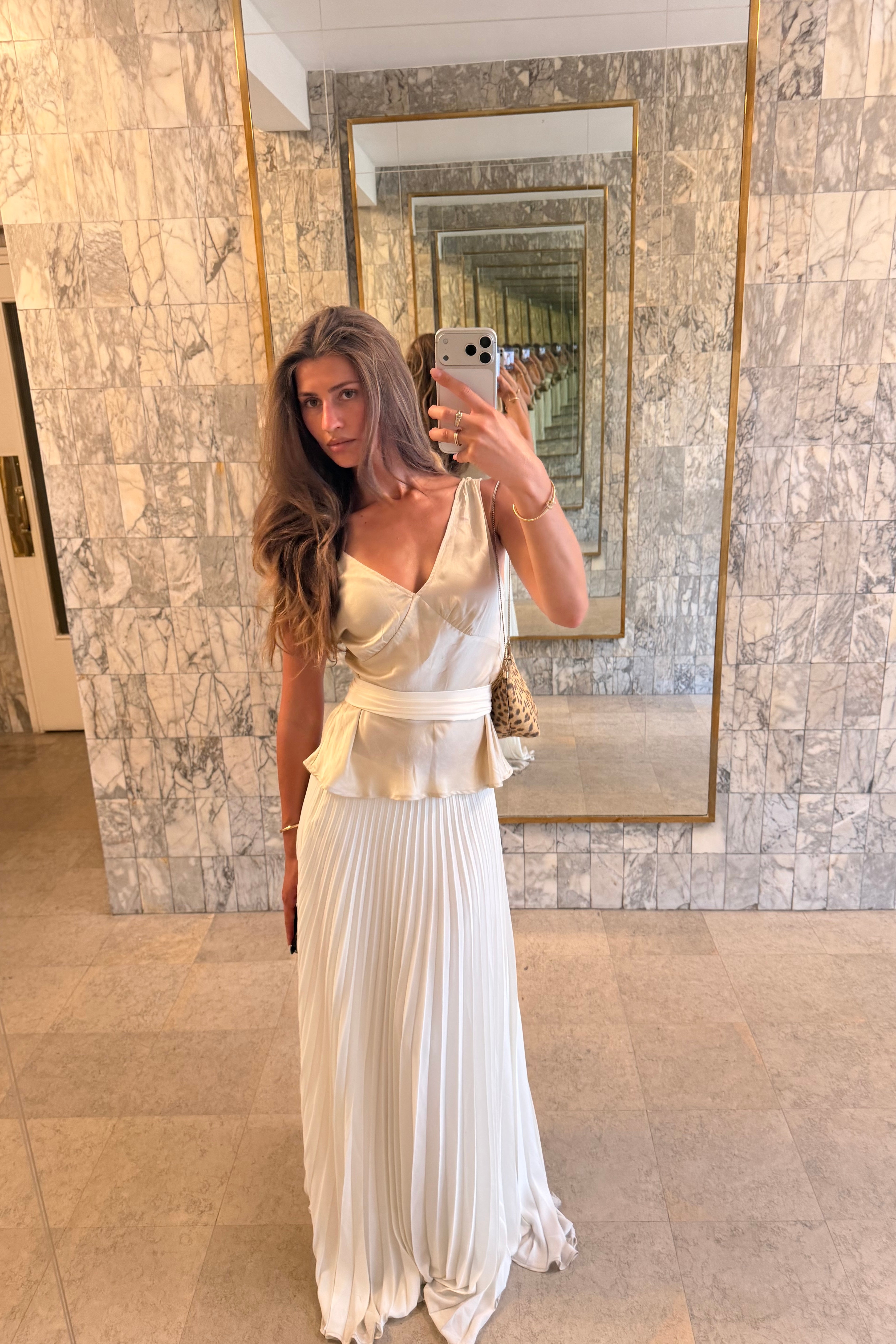 Sunray Pleat Maxi Skirt | Ivory