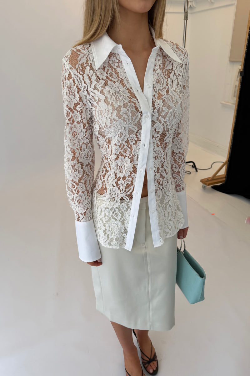 Gina Shirt | White Lace
