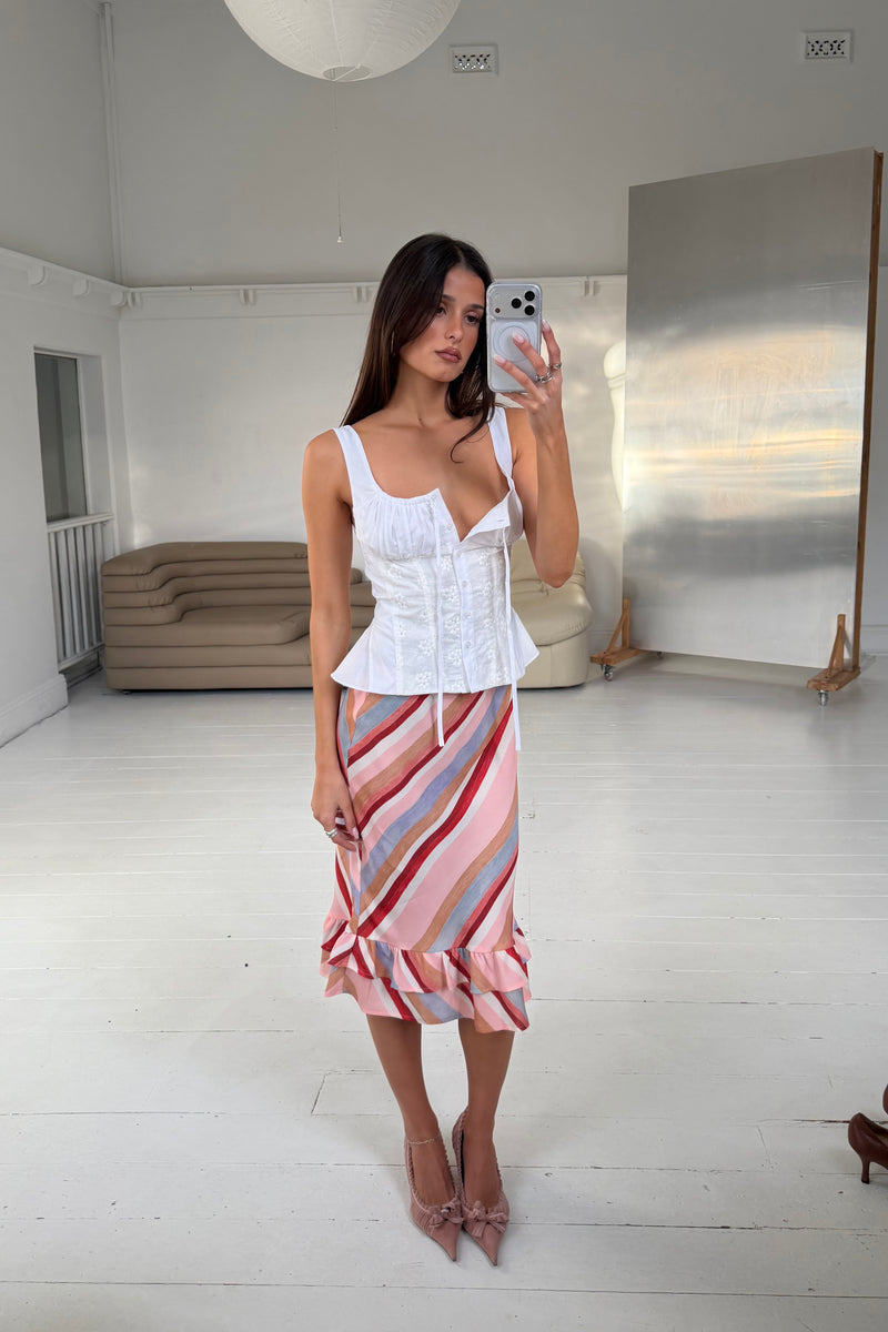 Peplum Embroidered Top | White