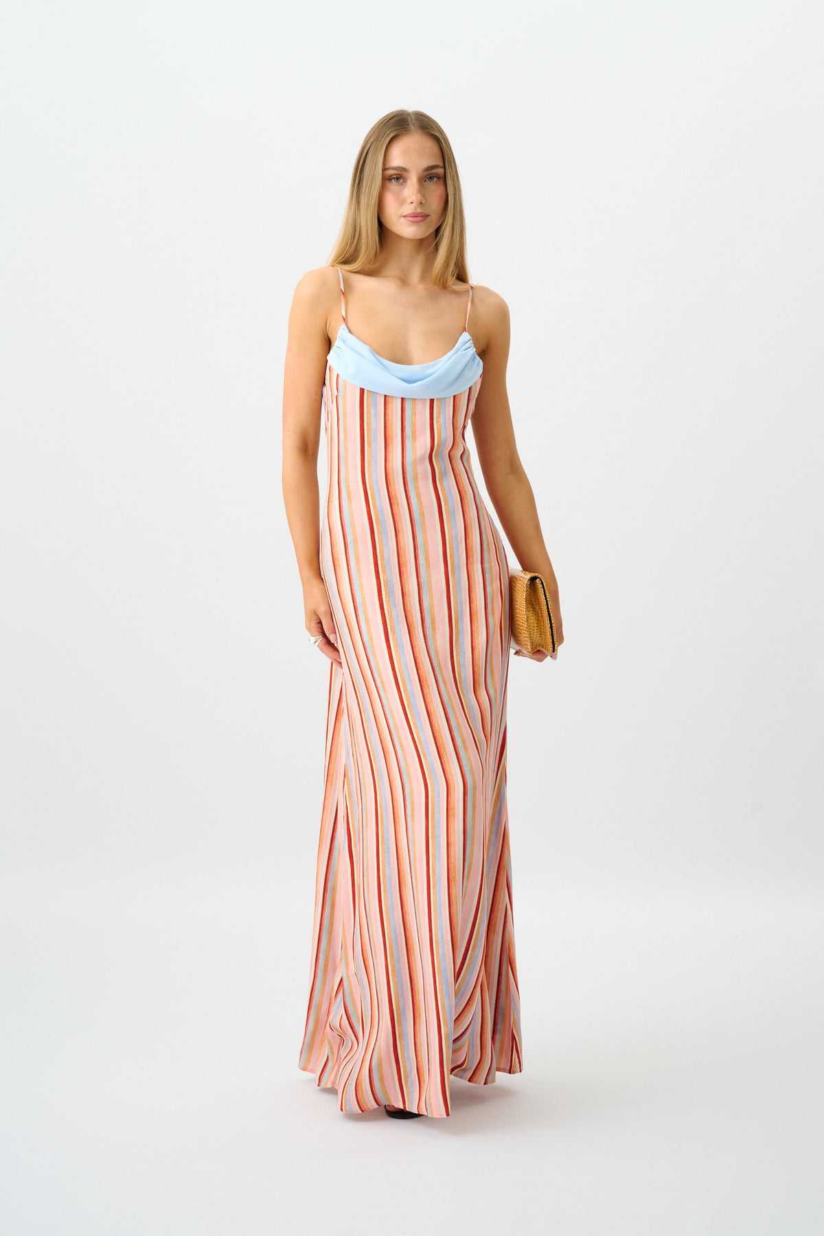 Draped Slip Dress | Blush Stripe