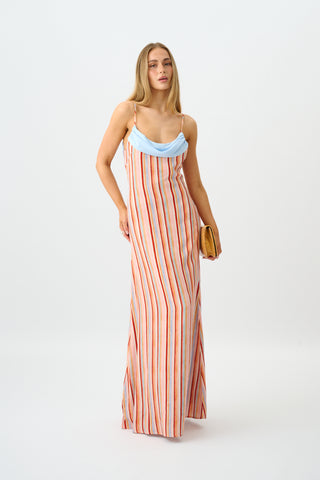 Draped Slip Dress | Blush Stripe