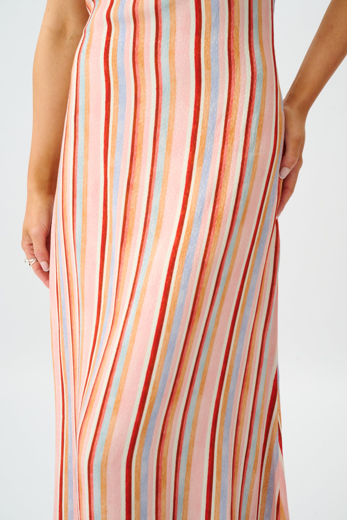 Draped Slip Dress | Blush Stripe