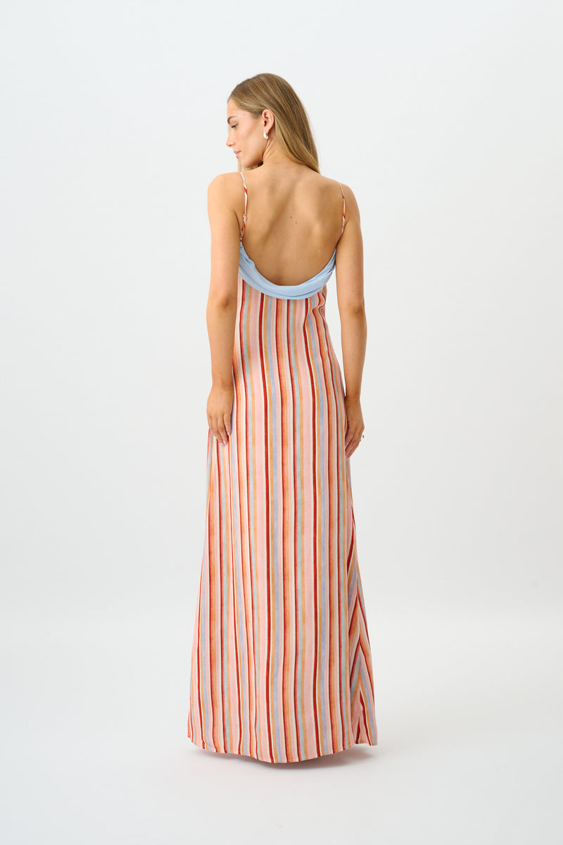 Draped Slip Dress | Blush Stripe