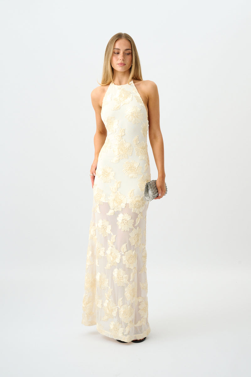 Embellished Backless Maxi Dress | Ivory