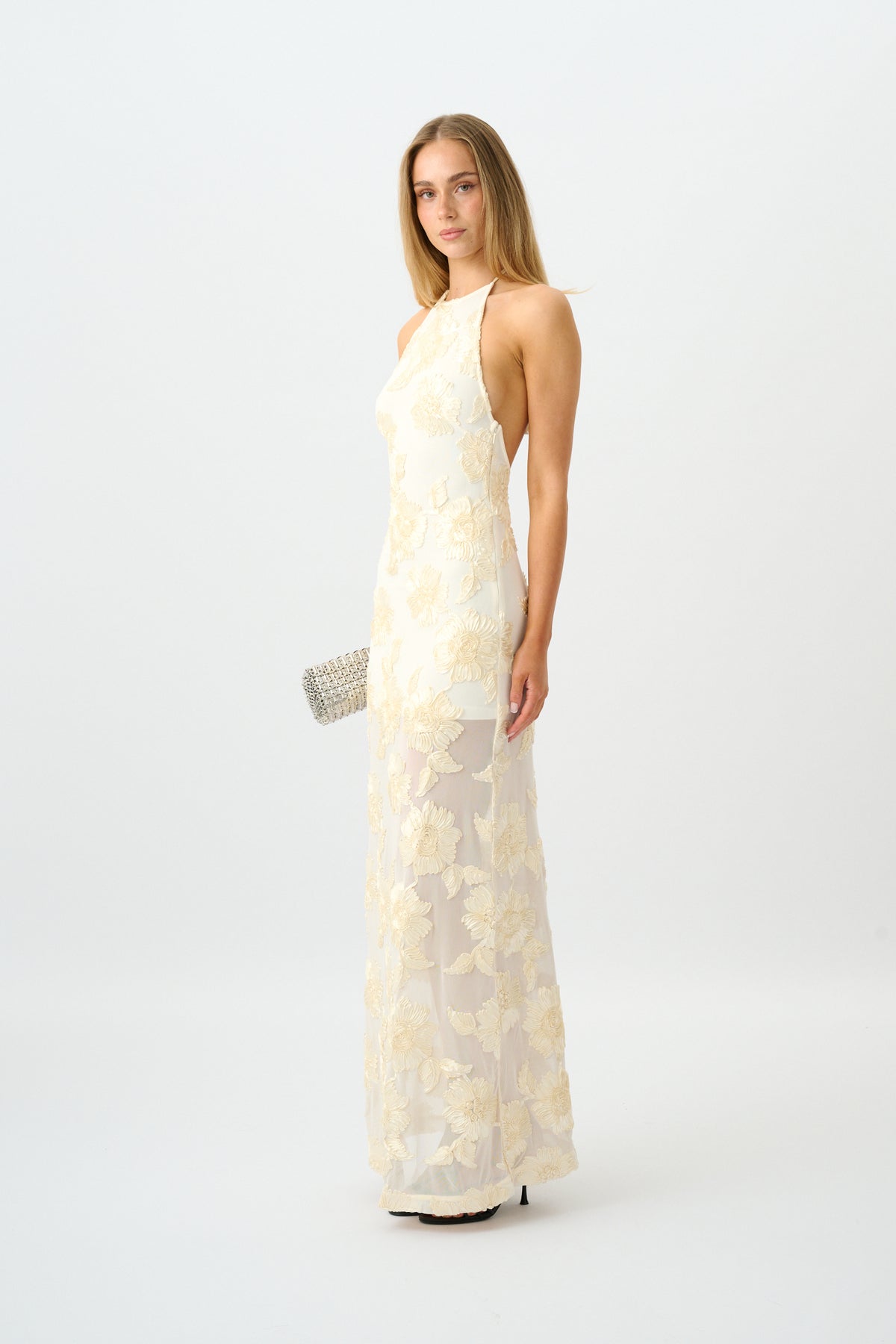 Embellished Backless Maxi Dress | Ivory