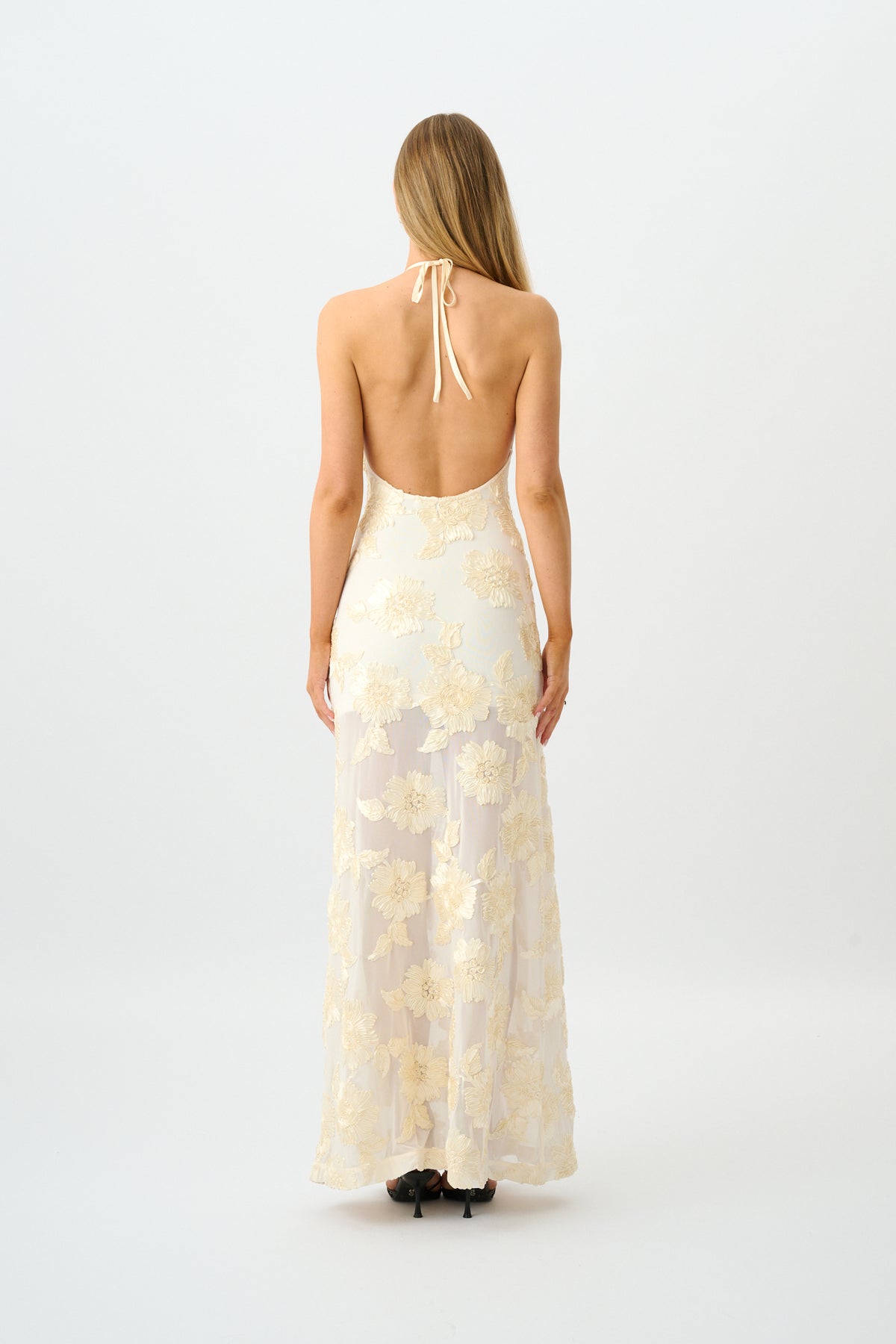 Embellished Backless Maxi Dress | Ivory