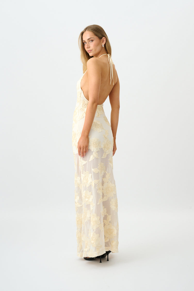 Embellished Backless Maxi Dress | Ivory