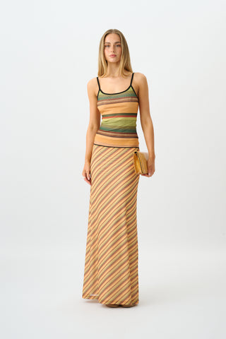 Maxi Skirt | Mesh Gold Stripe