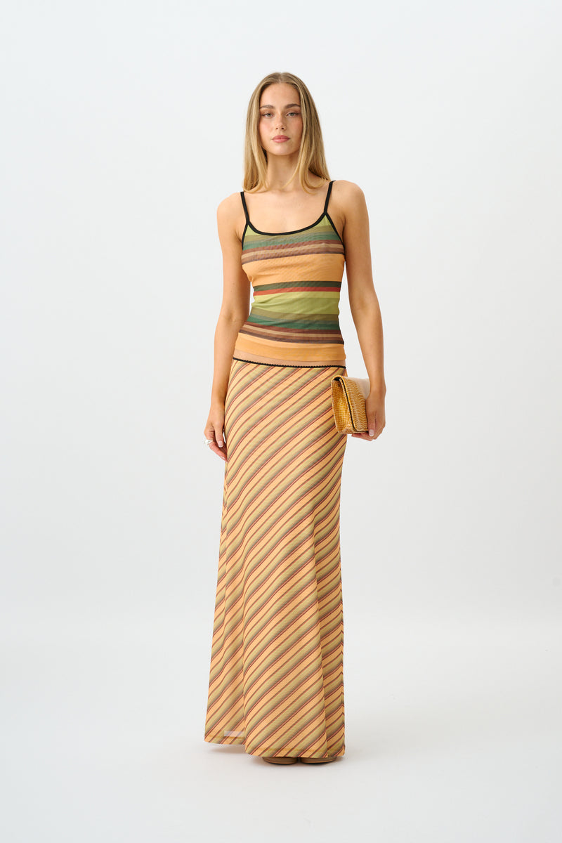 Maxi Skirt | Mesh Gold Stripe