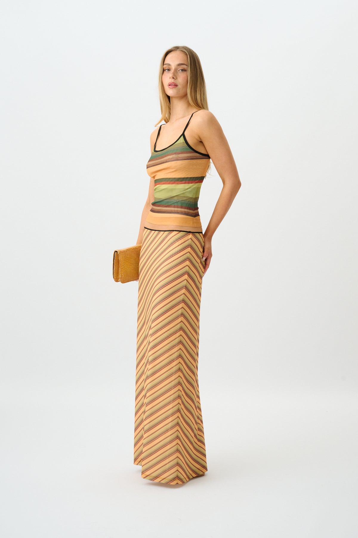 Maxi Skirt | Mesh Gold Stripe