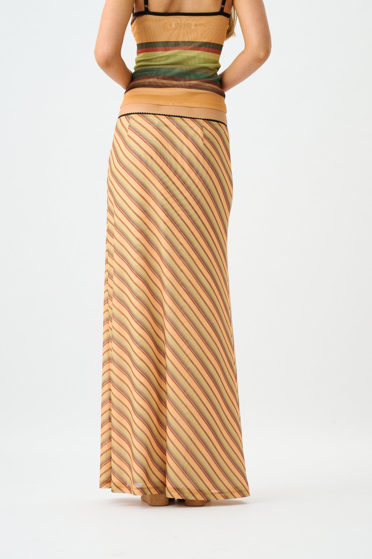 Maxi Skirt | Mesh Gold Stripe