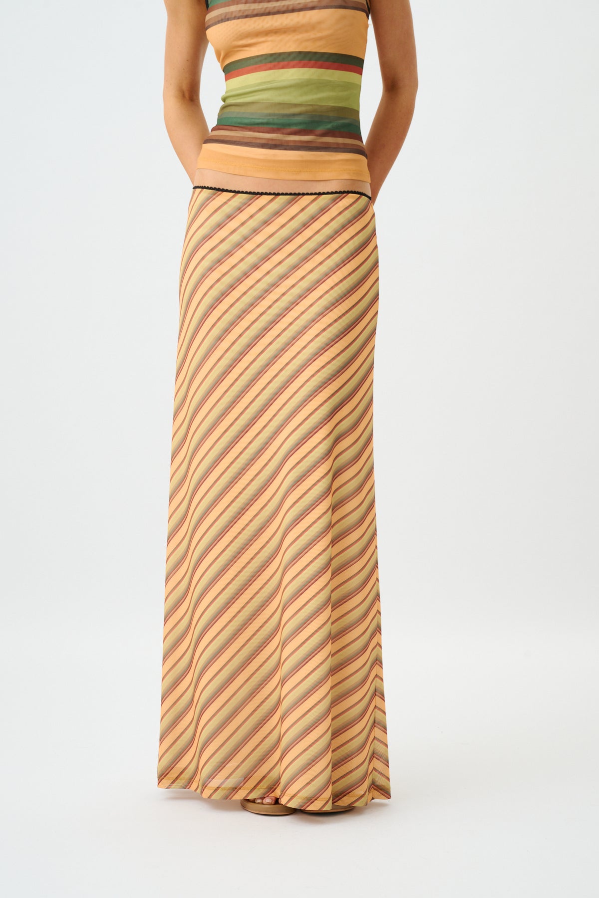 Maxi Skirt | Mesh Gold Stripe