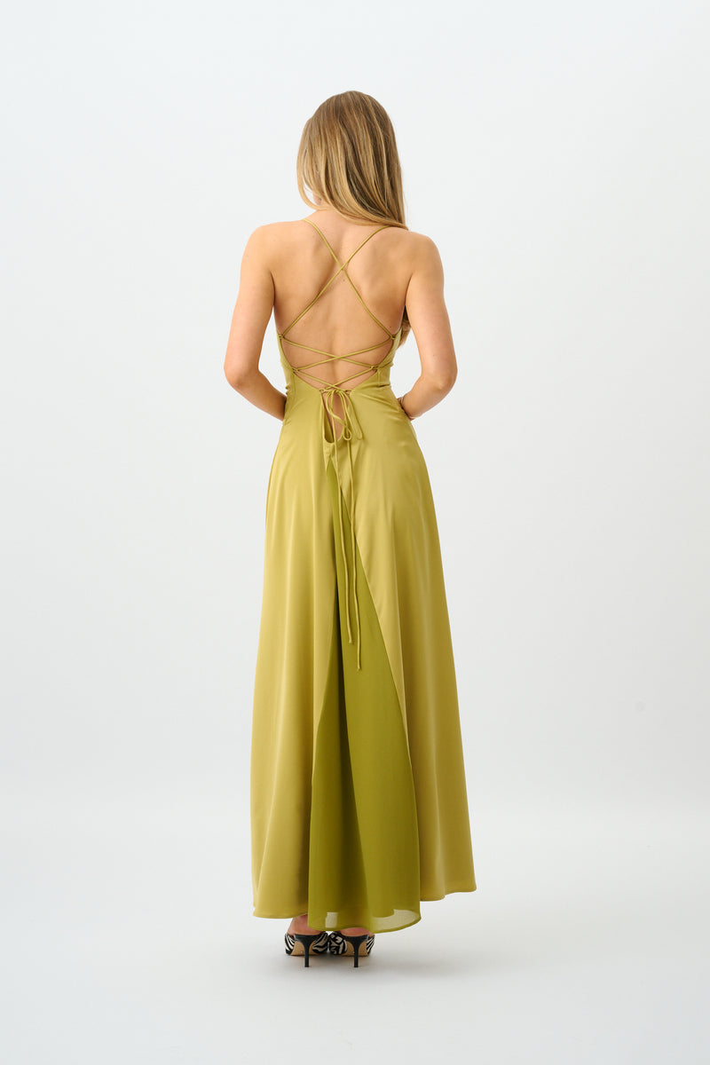 Frill Backless Maxi Dress | Emerald