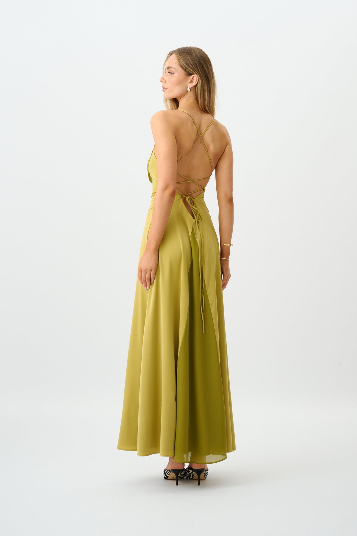 Frill Backless Maxi Dress | Emerald