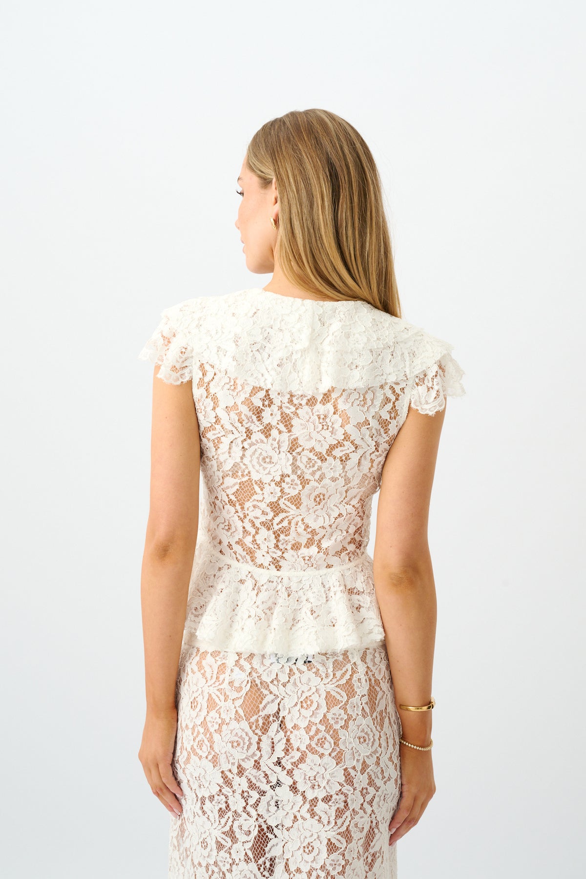 Frill Cap Sleeve Cardigan | White Lace