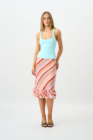 Frill Midi Skirt | Blush Stripe