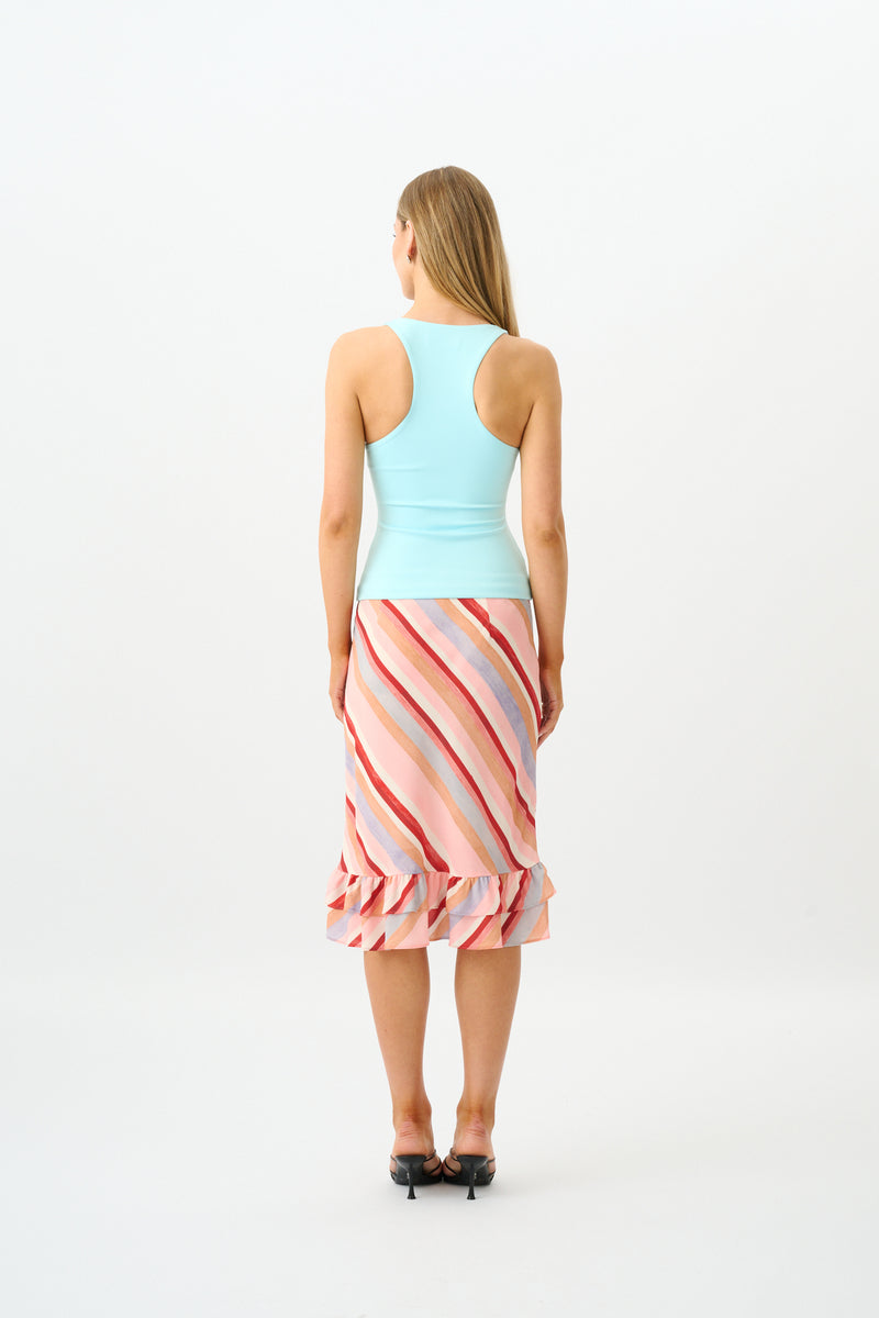 Frill Midi Skirt | Blush Stripe