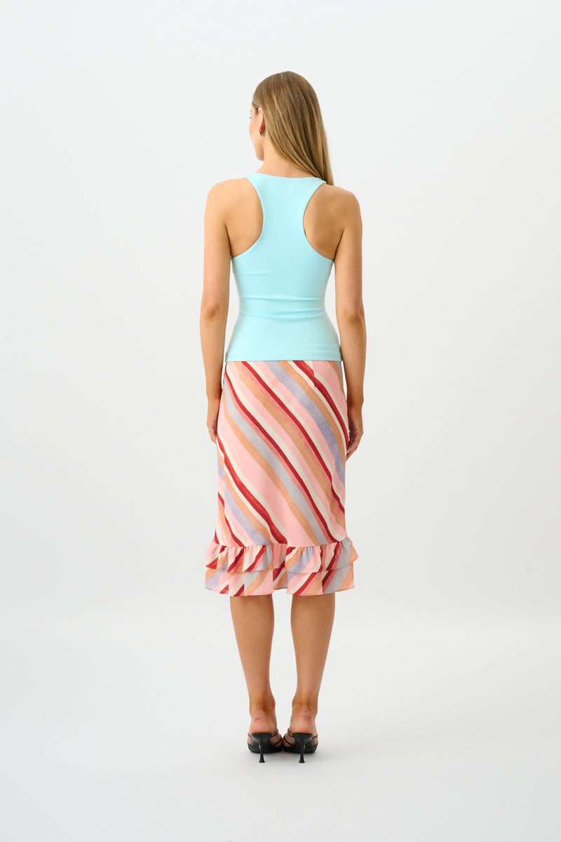 Frill Midi Skirt | Blush Stripe