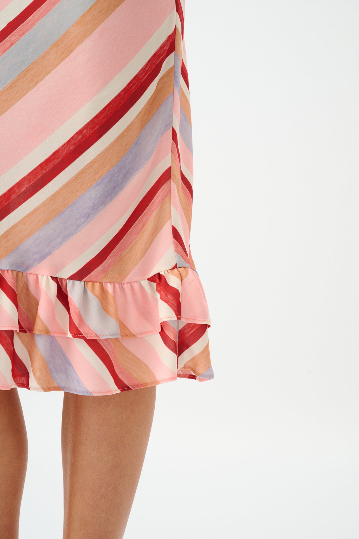 Frill Midi Skirt | Blush Stripe