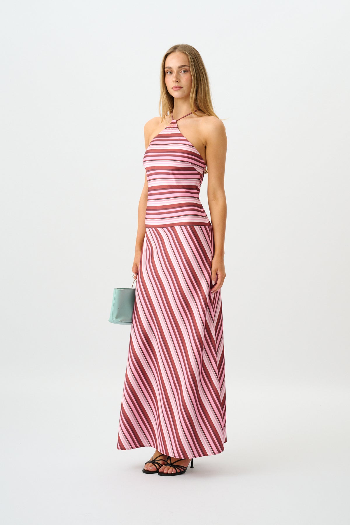 Halter Maxi Dress | Magenta Stripe