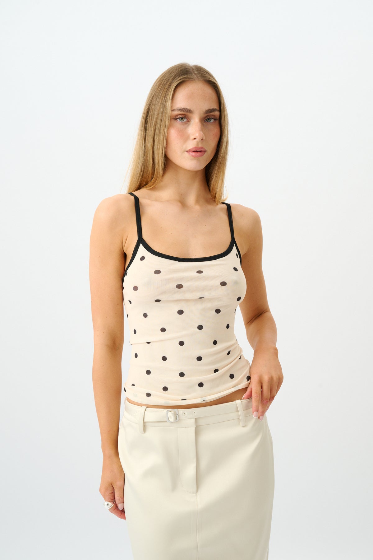 Camisole | Mesh Ivory Polka