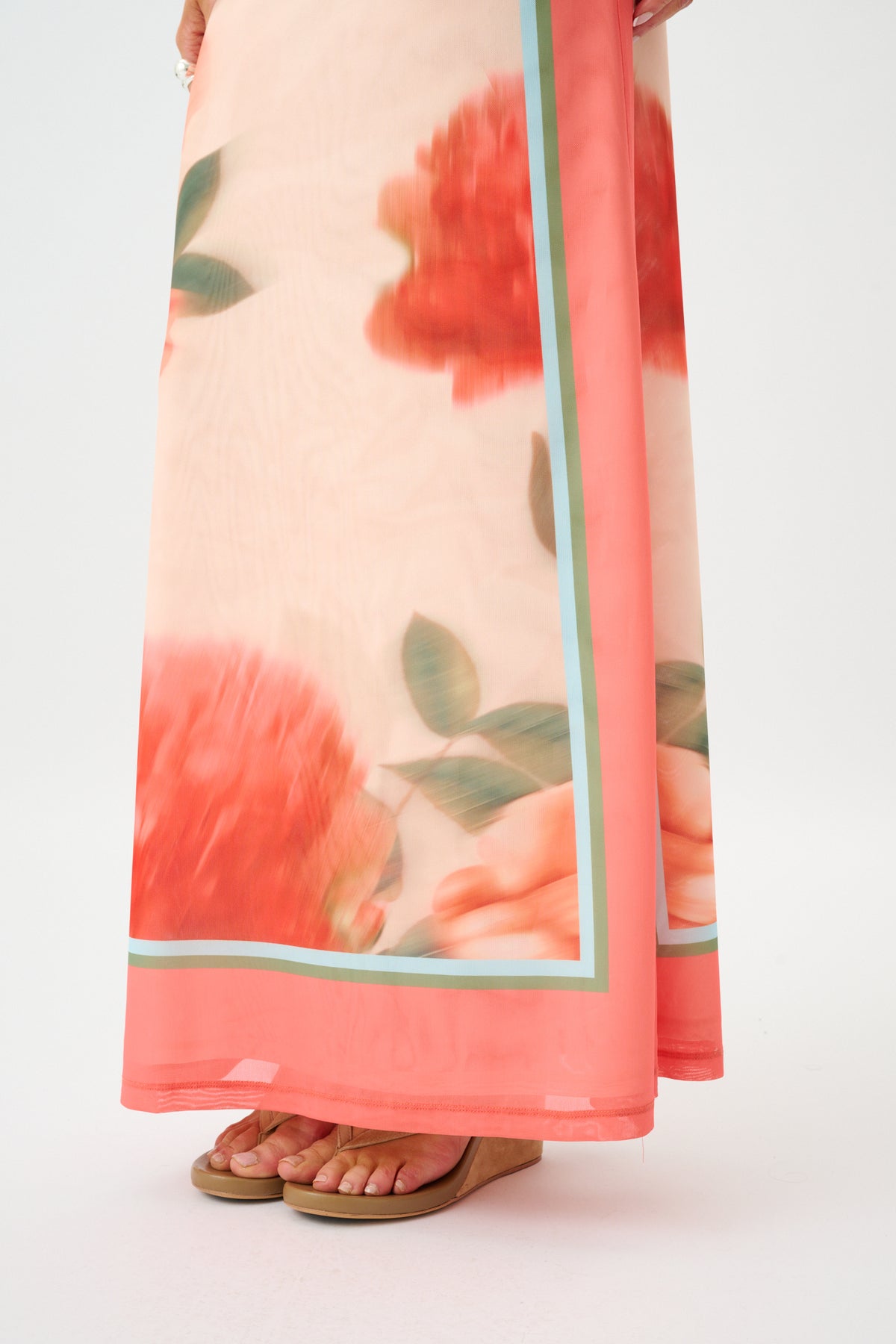 Maxi Skirt | Mesh Peach Floral