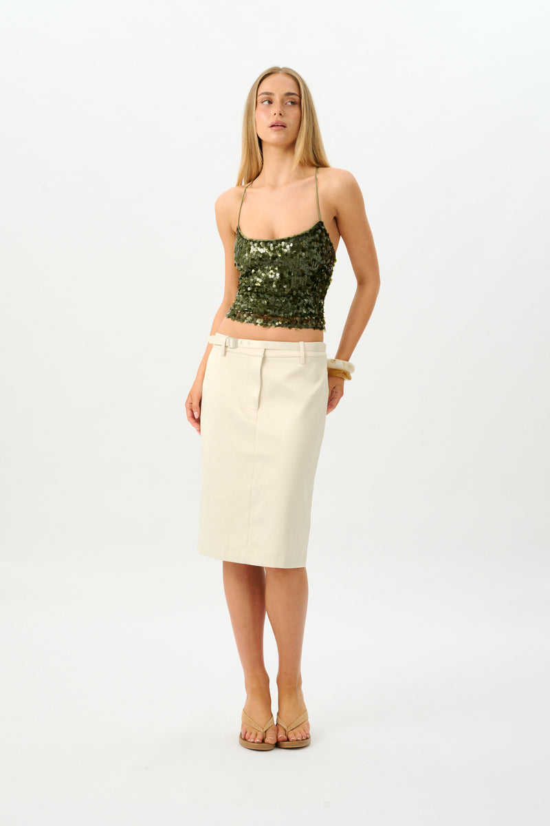 Backless Top | Forest Green Sequin