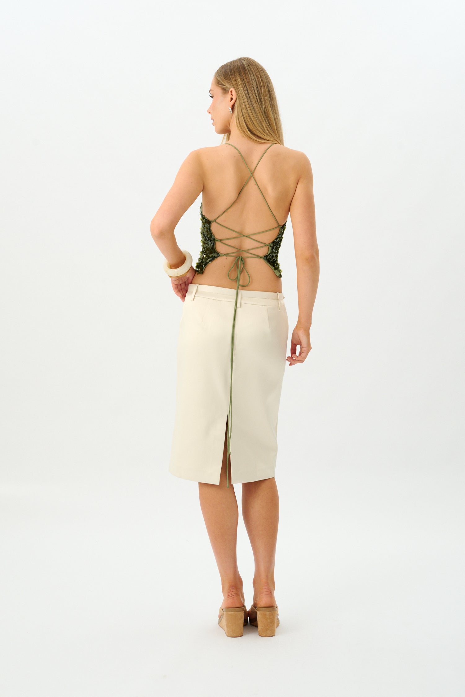 Backless Top | Forest Green Sequin