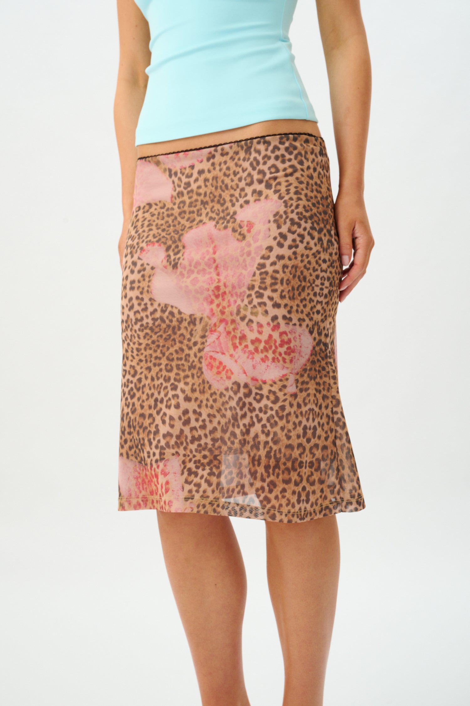 Midi Skirt | Mesh Leopard